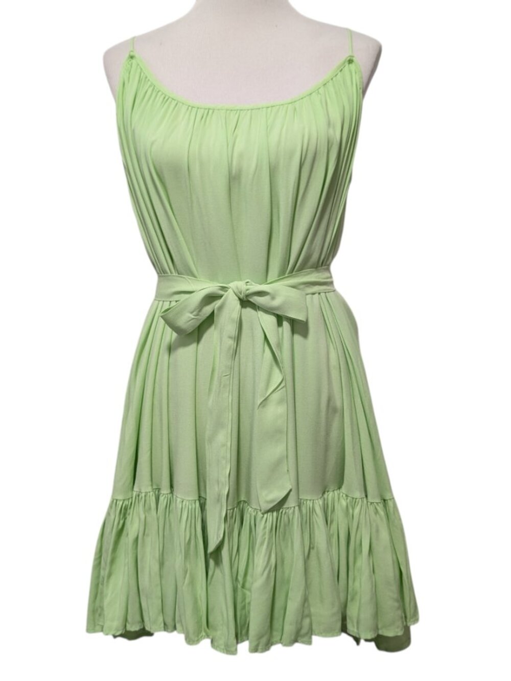 Talulah Womens Size S Mint Green Ruffle Hem Spaghetti Strap Baby Doll Mini Dress